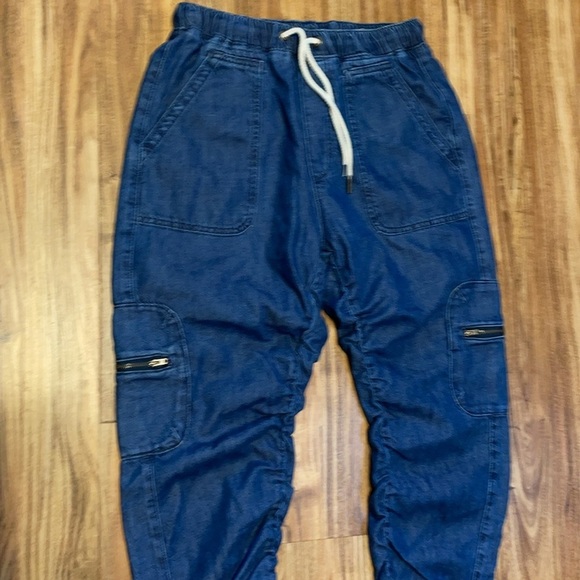 Pilcro womens medium 8 10 jeans cottage utility crop blue pockets high rise - Picture 2 of 10